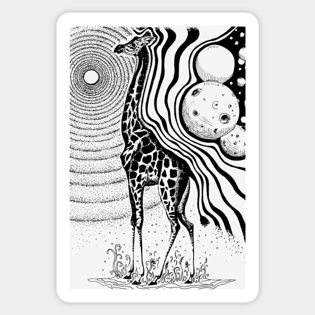 Psychedelic giraffe Sticker by The Purple Owl Cult